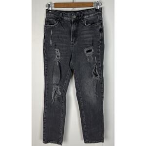 BDG Urban Outfitters High Rise MOM Jeans Black Wash Distressed Size 26 Women’s
